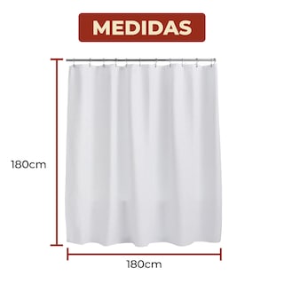 Foto 8 | Foto 8 | Cortina De Baño Con Tejido De Gofre 180 X 180 Cm Color Blanco + Ganchos Acero Inoxidable