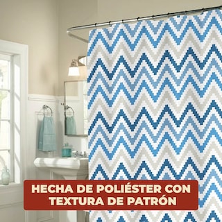 Foto 6 | Foto 6 | Cortina De Baño Impermeable 180 X 200 Cm Diseño De Líneas + Ganchos De Acero Inoxidable