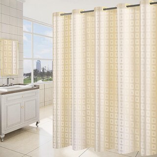 Foto 3 | Foto 3 | Cortina De Baño De Tela Impermeable Con Diseño De Cuadros 200 X 200 Cm Color Beige