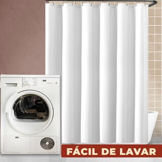 Foto 6 | Foto 6 | Cortina de Baño de Poliéster 180 x 180 cm color Blanco + Ganchos Acero Inoxidable