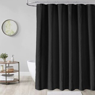 Foto 3 | Foto 3 | Cortina De Baño Con Tejido De Gofre 180 X 180 Cm Color Negro + Ganchos Acero Inoxidable