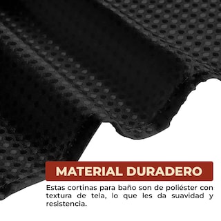 Foto 6 | Foto 6 | Cortina De Baño Con Tejido De Gofre 180 X 180 Cm Color Negro + Ganchos Acero Inoxidable