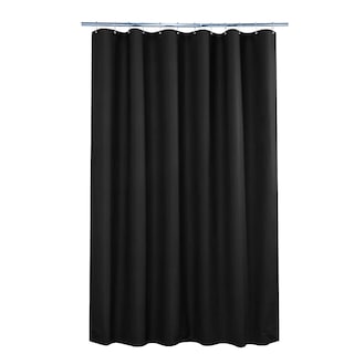 Foto 1 | Foto 1 | Cortina De Baño De Poliéster 214 X 183 Cm Color Negro + Ganchos Acero Inoxidable