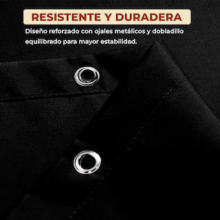 Foto 3 | Foto 3 | Cortina De Baño De Poliéster 214 X 183 Cm Color Negro + Ganchos Acero Inoxidable