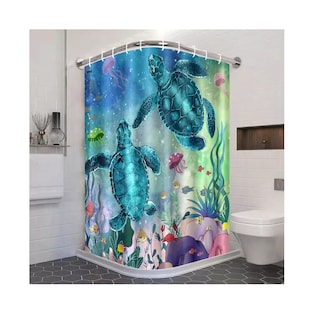 Foto 2 | Foto 2 | Cortina De Baño Lavable Tela Antihongo Impermeabl 180*180 Cm Estilo 8 Azul 2 Tortugas