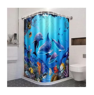 Foto 3 | Foto 3 | Cortina De Baño Lavable Tela Antihongo Impermeable 180*180 Cm Belug, Estilo 3 Azul Delfines