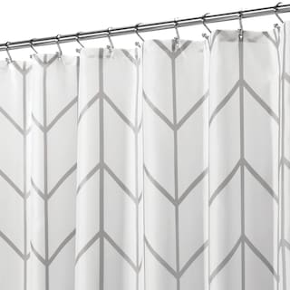 Foto 1 | Foto 1 | Cortina De Ducha Mdesign Herringbone Chevron 180 X 180 Cm Color Gris Y Blanco - Venta Internacional.