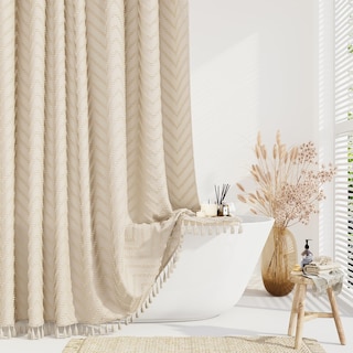 Foto 1 | Foto 1 | Cortina De Ducha Dynamene Stall De Tela 150 X 180 Cm Color Beige Con Ganchos - Venta Internacional.