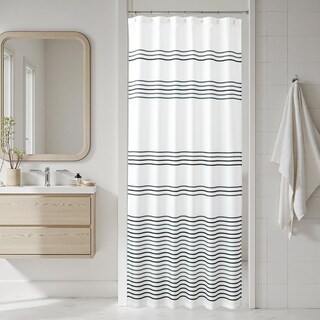 Foto 1 | Foto 1 | Cortina De Ducha Jinchan Small Stall  90 X 180 Cm  Tela Negra Y Blanca - Venta Internacional.