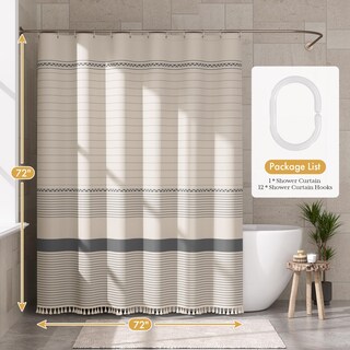Foto 6 | Foto 6 | Cortina De Ducha Amazerbath Color Gris Bohemio Con Borlas 180 X 180 Cm - Venta Internacional.