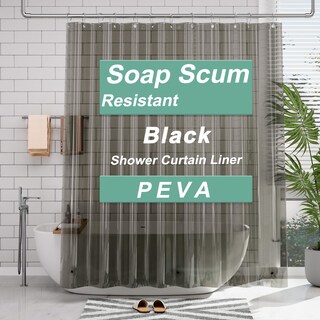 Foto 1 | Foto 1 | Cortina De Ducha Amazerbath Extra Larga Transparente Negra 213 Cm - Venta Internacional.