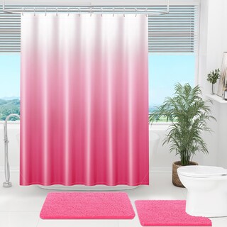 Foto 2 | Foto 2 | Cortina De Ducha Olanly Luxury Rosa Fuerte/blanco Degradado 180 X 180 Cm - Venta Internacional.