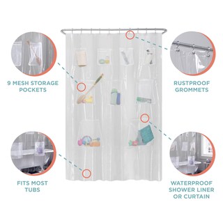 Foto 3 | Foto 3 | Forro De Cortina De Ducha Zenna Home Transparente Con 9 Bolsillos De 70 X 72 Pulgadas - Venta Internacional.
