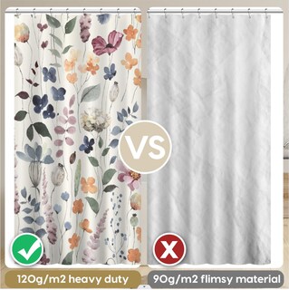 Foto 2 | Foto 2 | Cortina De Ducha Amaredom Ink Floral Impermeable 180 X 180 Cm - Venta Internacional.