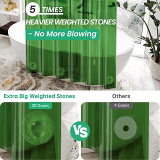 Foto 5 | Foto 5 | Cortina De Ducha Amazerbath Premium Eva Transparente De Color Verde Pino - Venta Internacional.