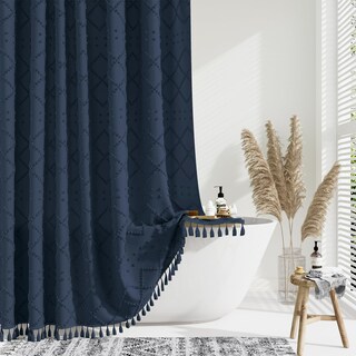 Foto 1 | Foto 1 | Cortina De Ducha Dynamene Tela Azul Marino 180 X 180 Cm Impermeable - Venta Internacional.