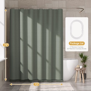 Foto 6 | Foto 6 | Cortina De Ducha Amazerbath Boho Farmhouse Color Verde Salvia 180 X 180 Cm - Venta Internacional.