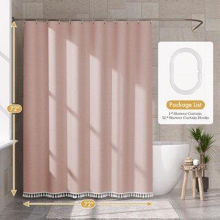 Foto 6 | Foto 6 | Cortina De Ducha Amazerbath Pink Boho Con Borlas 180 X 180 Cm - Venta Internacional.