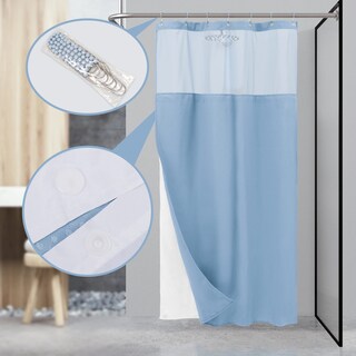 Foto 5 | Foto 5 | Cortina De Ducha N&y Home Waffle Weave 100% Poliéster Azul 36 X 72 - Venta Internacional.