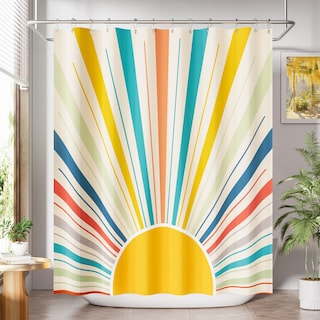 Foto 1 | Foto 1 | Cortina De Ducha Amazerbath De Tela Lavable 180 X 180 Cm Color Amarillo - Venta Internacional.