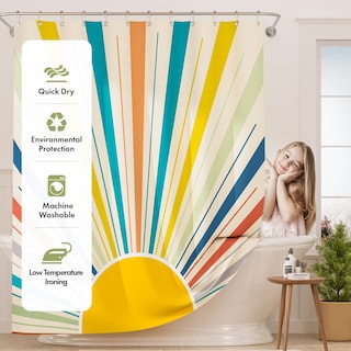 Foto 3 | Foto 3 | Cortina De Ducha Amazerbath De Tela Lavable 180 X 180 Cm Color Amarillo - Venta Internacional.