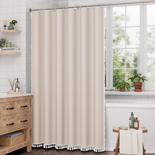 Foto 7 | Foto 7 | Cortina De Ducha Amazerbath Boho Beige Con Borlas 180 X 180 Cm - Venta Internacional.