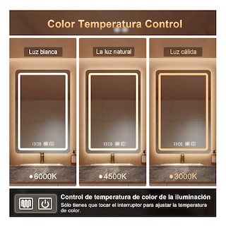 Foto 2 | Foto 2 | Espejo Led Baño 50x70cm Touch 3 Modo Con Función Plata