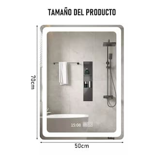Foto 5 | Foto 5 | Espejo Led Baño 50x70cm Touch 3 Modo Con Función Plata Belug