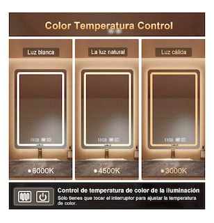 Foto 2 | Foto 2 | Espejo Led Baño 50 X 70 Cm Touch 3 Modo Con Función Plata