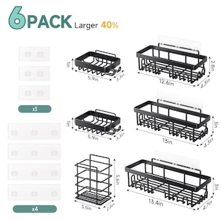 Foto 7 | Foto 7 | Carrito De Ducha Veken Resistente A La Corrosión Impermeable Paquete De 6 Con Soporte Para Jabón - Venta Internacional.
