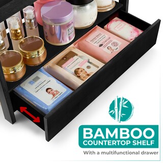 Foto 2 | Foto 2 | Organizador De Baño Sorbus Bamboo Con 2 Niveles  Estante Negro - Venta Internacional.