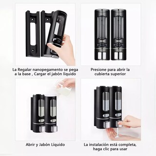 Foto 2 | Foto 2 | Dispensador De Jabón Líquido Despachador De Champú Gel 2 Pzs Eo Safe Imports Esi-11630 Negro