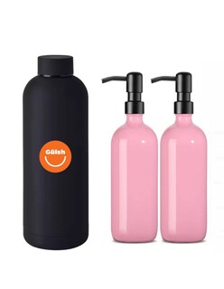 Foto 1 | Foto 1 | Dispensador De Jabon2 Pzs De Vidrio Rosa + Termo Güish Gratis