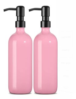 Foto 2 | Foto 2 | Dispensador De Jabon2 Pzs De Vidrio Rosa + Termo Güish Gratis