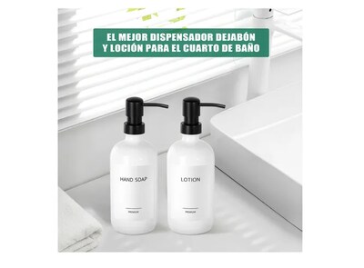 Foto 4 | Foto 4 | Kit Dual Elegante De Dispensadores De Jabón En Vidrio Mate De Primera Calidad Para Baño Y Cocina