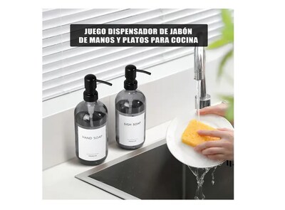 Foto 3 | Foto 3 | Dispensador de Jabón de Vidrio 2 Piezas con Etiquetas