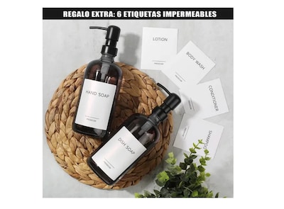Foto 5 | Foto 5 | Dispensador de Jabón de Vidrio 2 Piezas con Etiquetas