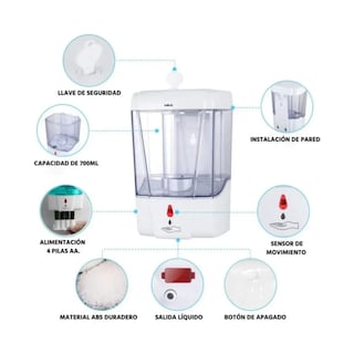 Foto 5 | Foto 5 | Dispensador Automático De Jabón De Gel Antibacteriano 700ml Lab.g Blanco