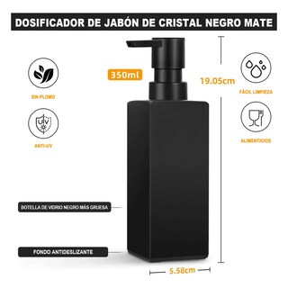 Foto 3 | Foto 3 | Dispensador De Jabón 4pzs De Vidrio 350ml Eo Safe Imports Esi-20609 Negro
