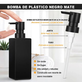 Foto 4 | Foto 4 | Dispensador De Jabón 4pzs De Vidrio 350ml Eo Safe Imports Esi-20609 Negro