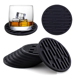Foto 2 | Foto 2 | Set de 6 Portavasos de Silicona Antiderrame con Base Amplia de 10cm Negro