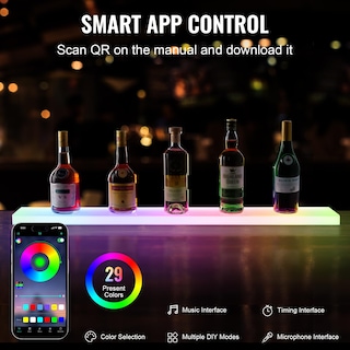 Foto 3 | Foto 3 | Expositor Vevor Para Botellas De Licor Con Iluminación Led, 1 Nivel, 100 Cm, Soporte De Pared - Venta Internacional.