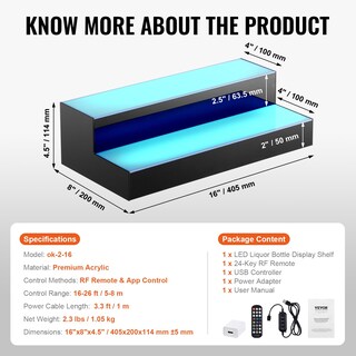 Foto 6 | Foto 6 | Expositor Vevor Para Botellas De Licor Con Iluminación Led, 2 Niveles, 40 Cm - Venta Internacional.