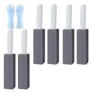 Foto 1 | Foto 1 | Limpieza Inodoro De Baño Cepillo Piedra Pómez+ Guantes 6 Pcs Gris/blanco