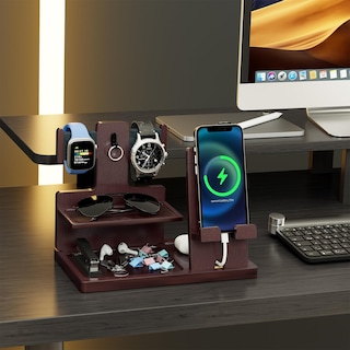 Foto 5 | Foto 5 | Estación De Carga De Teléfono De Madera Procase Gifts Para Papá -espresso - Venta Internacional.