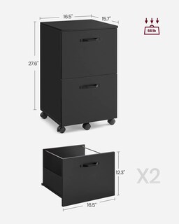 Foto 3 | Foto 3 | Archivador Enrollable Vasagle Con 2 Cajones Para Oficina En Casa, Negro - Venta Internacional.