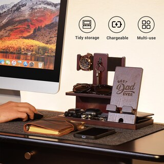 Foto 2 | Foto 2 | Base De Carga De Teléfono Procase De Madera Para Papá, Color Espresso - Venta Internacional.