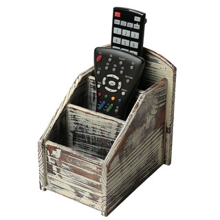 Foto 4 | Foto 4 | Soporte De Control Remoto Mygift De Madera Antorchada Rústica Con 3 Compartimentos - Venta Internacional.