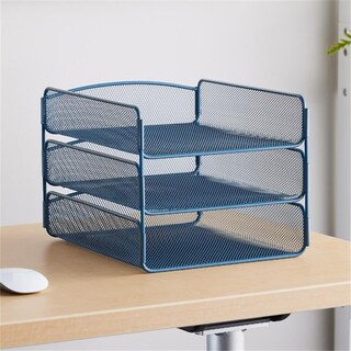 Foto 2 | Foto 2 | Organizador De Escritorio Safco Onyx Mesh, 3 Bandejas, Acero Azul - Venta Internacional.