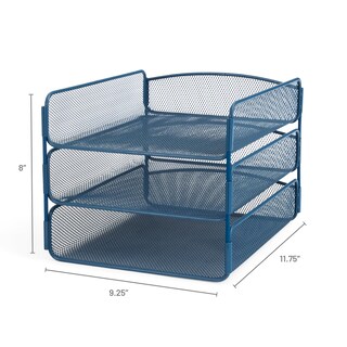 Foto 3 | Foto 3 | Organizador De Escritorio Safco Onyx Mesh, 3 Bandejas, Acero Azul - Venta Internacional.